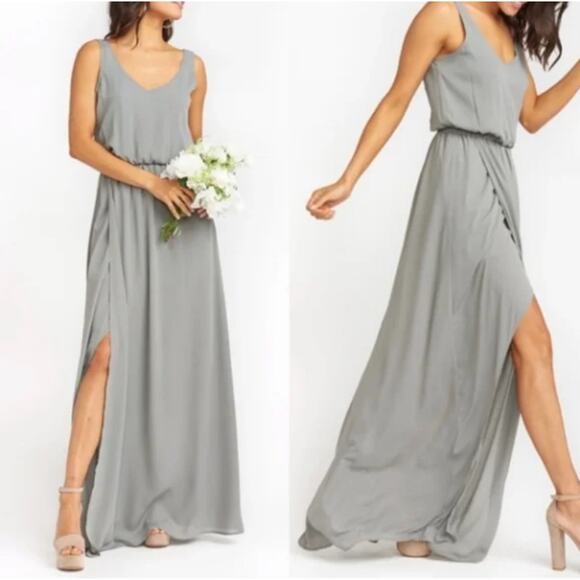 NWT Show Me Your Mumu Kendall Maxi Dress in Soft Charcoal Crisp - Picture 1 of 7